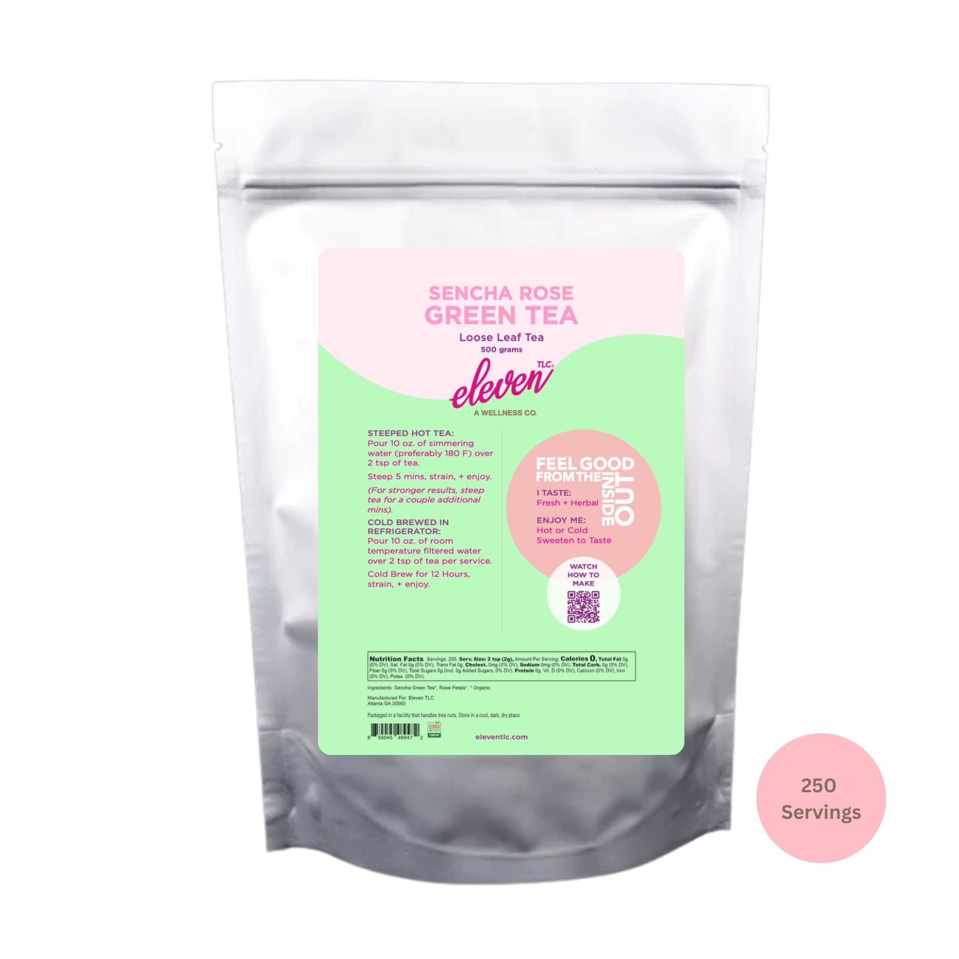 Sencha Green Organic Tea with Rose Petals | Loose Leaf