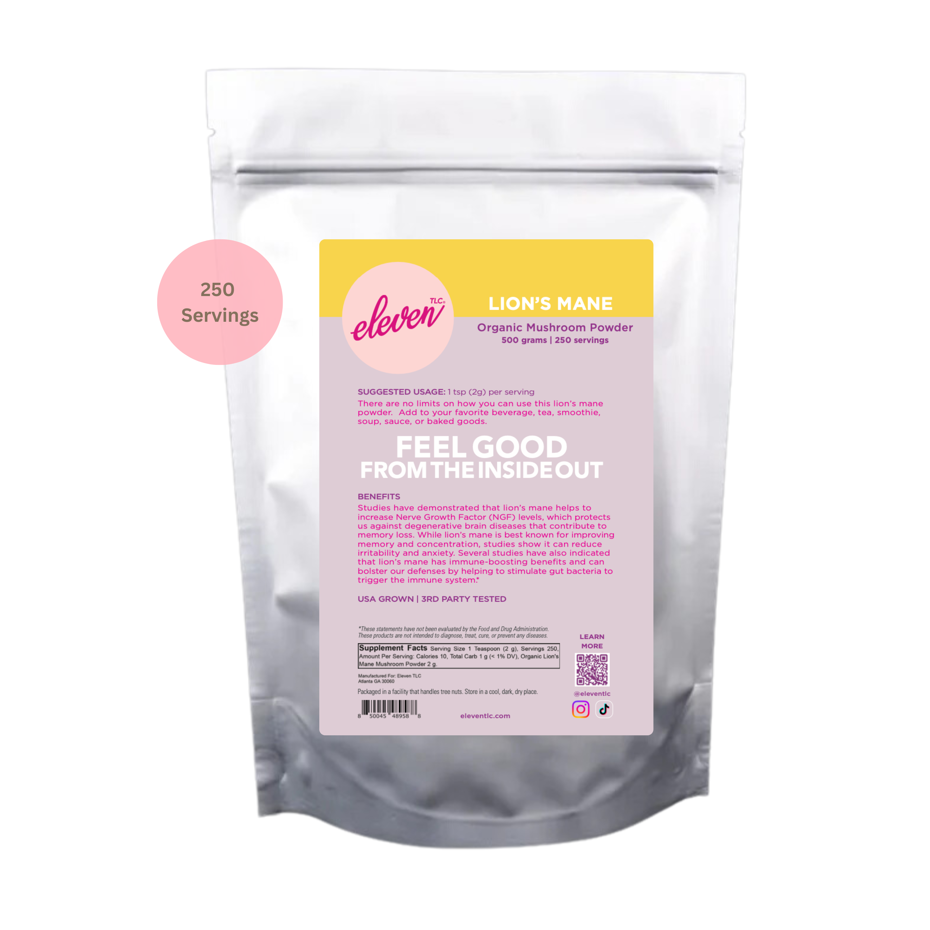 Lion's Mane Organic Mushroom Superfood Powder: The Brain Mushroom Powder