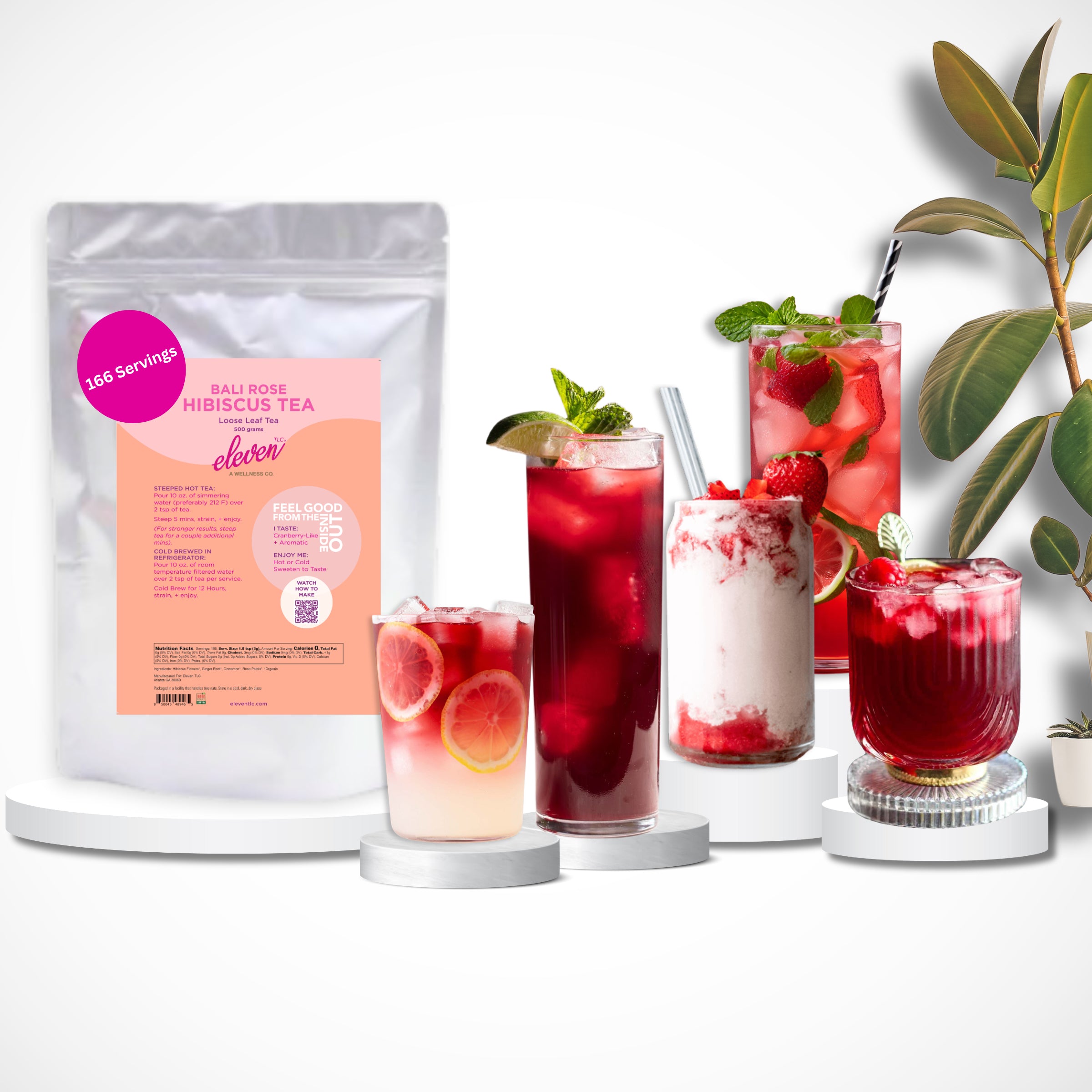 Bali Rose Organic Loose Leaf Tea with Ginger, Rose, Cinnamon, Hibiscus Flower
