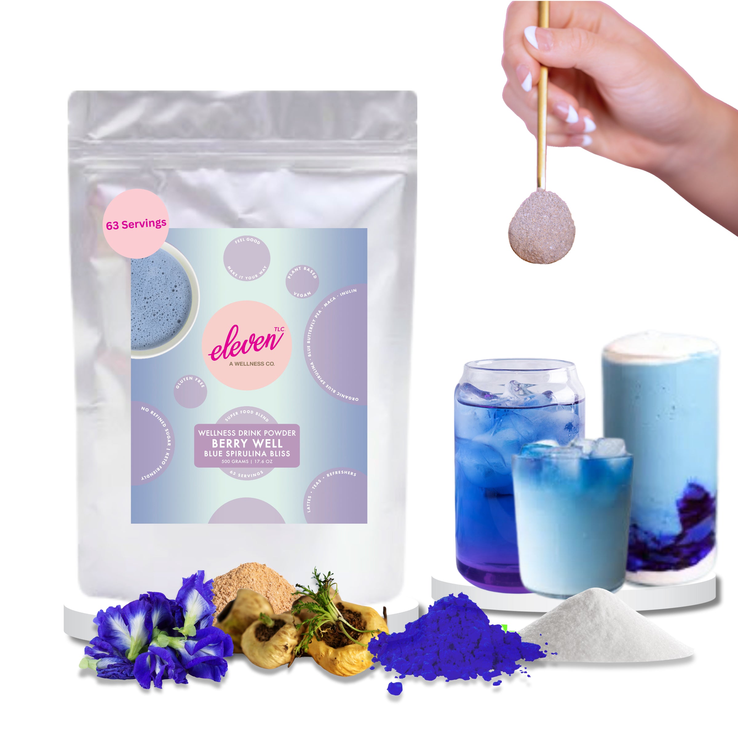 Berry Well Superfood Drink Mix – Caffeine-Free Energy with Organic Spirulina, Butterfly Pea & Maca
