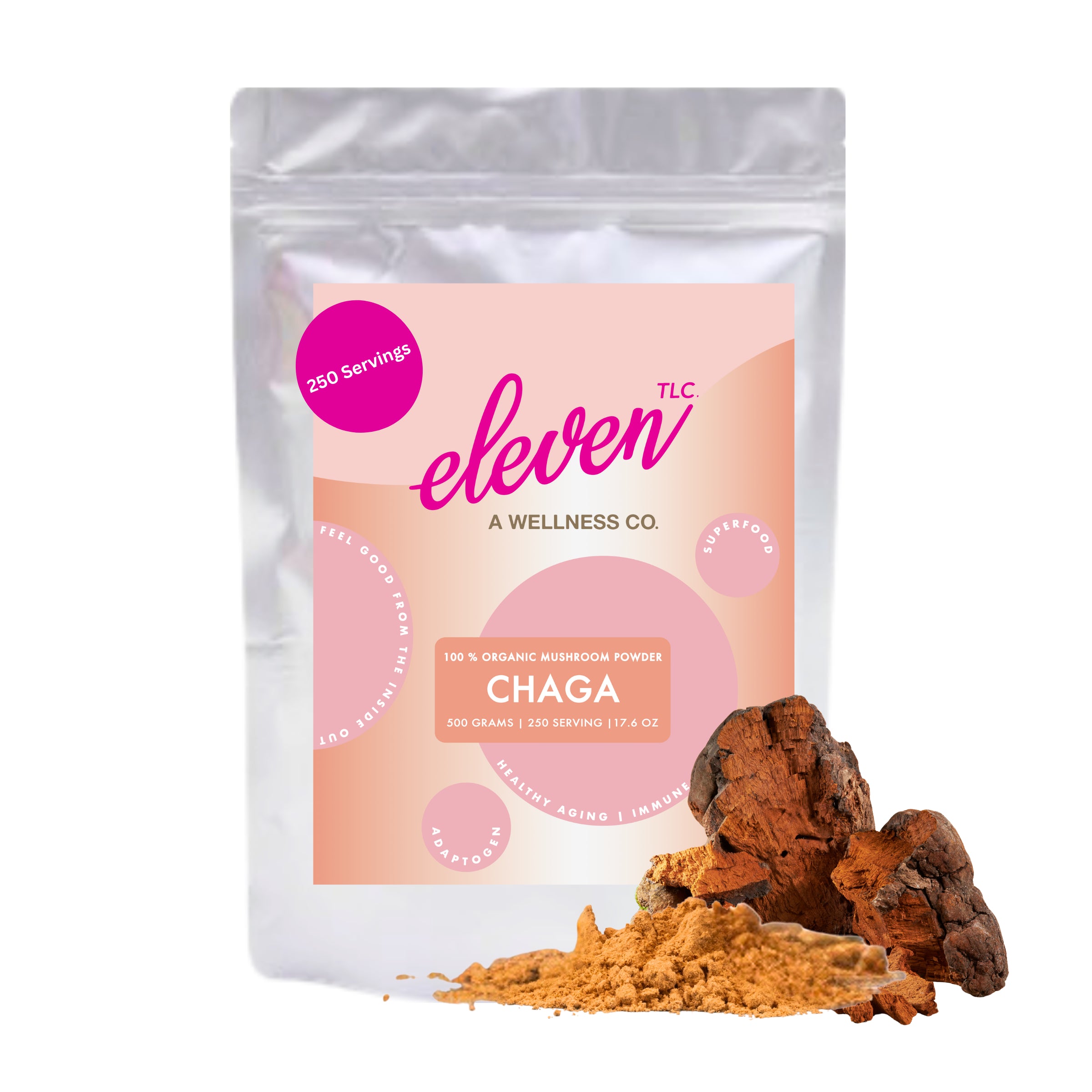 Chaga Organic Mushroom Powder | Full-Spectrum Superfood for Wellness 500g