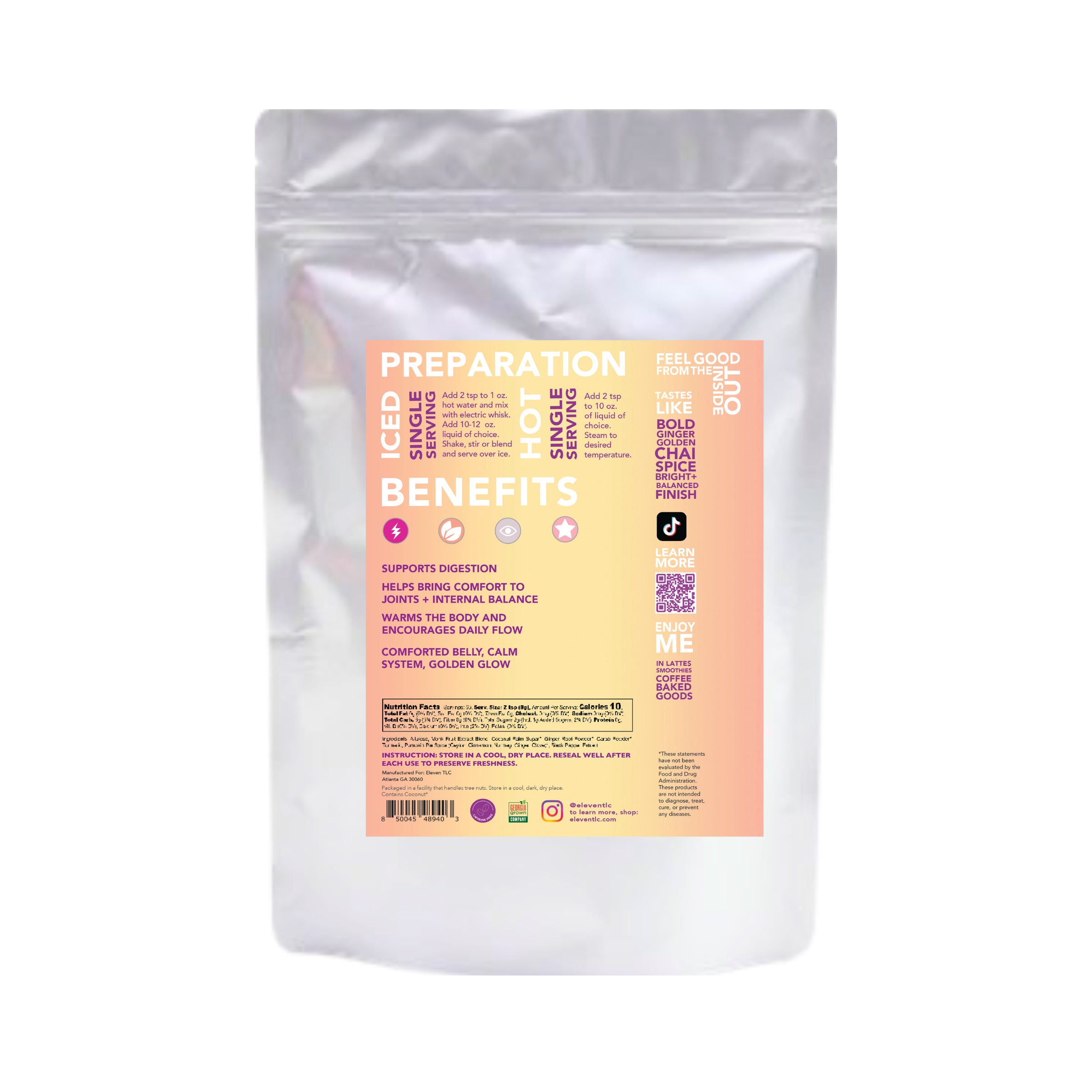 Ginger Turmeric Organic Spiced Golden Superfood Instant Latte + Drink Mix