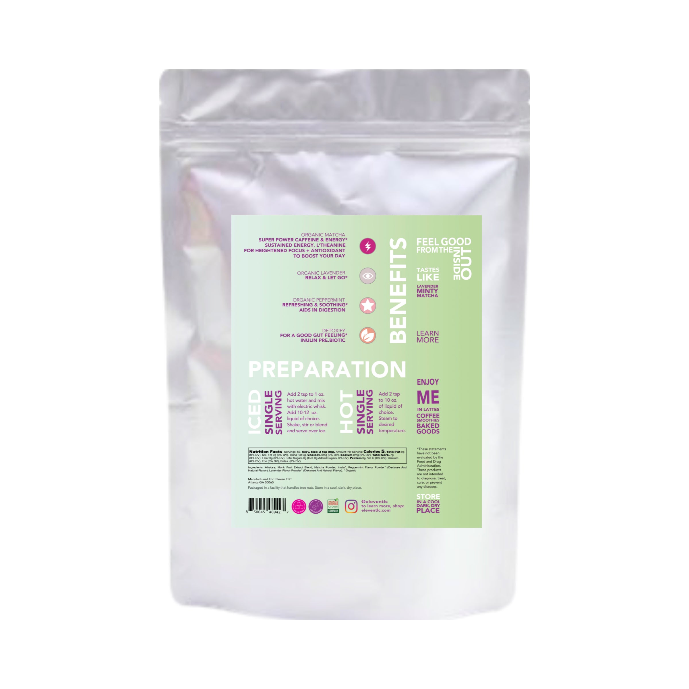 Lavender Mint Matcha | Organic Japanese Matcha Drink Mix for Energy & Calm (500 G) 62 Servings