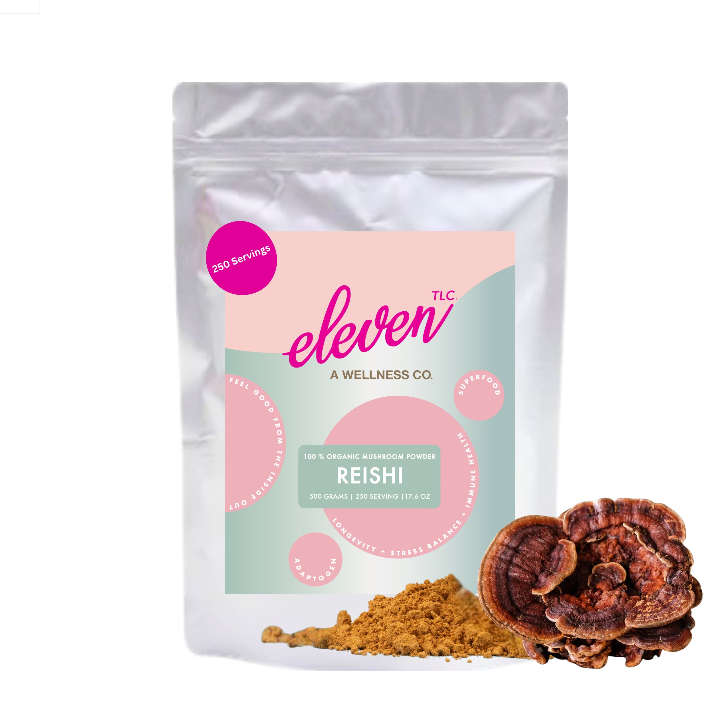 Reishi Mushroom Powder 500g • Organic Adaptogen for Stress, Immunity, Sleep & Calm • Fruiting Body + Mycelium | 250 Servings | Lab-Tested, Bulk Wellness Use
