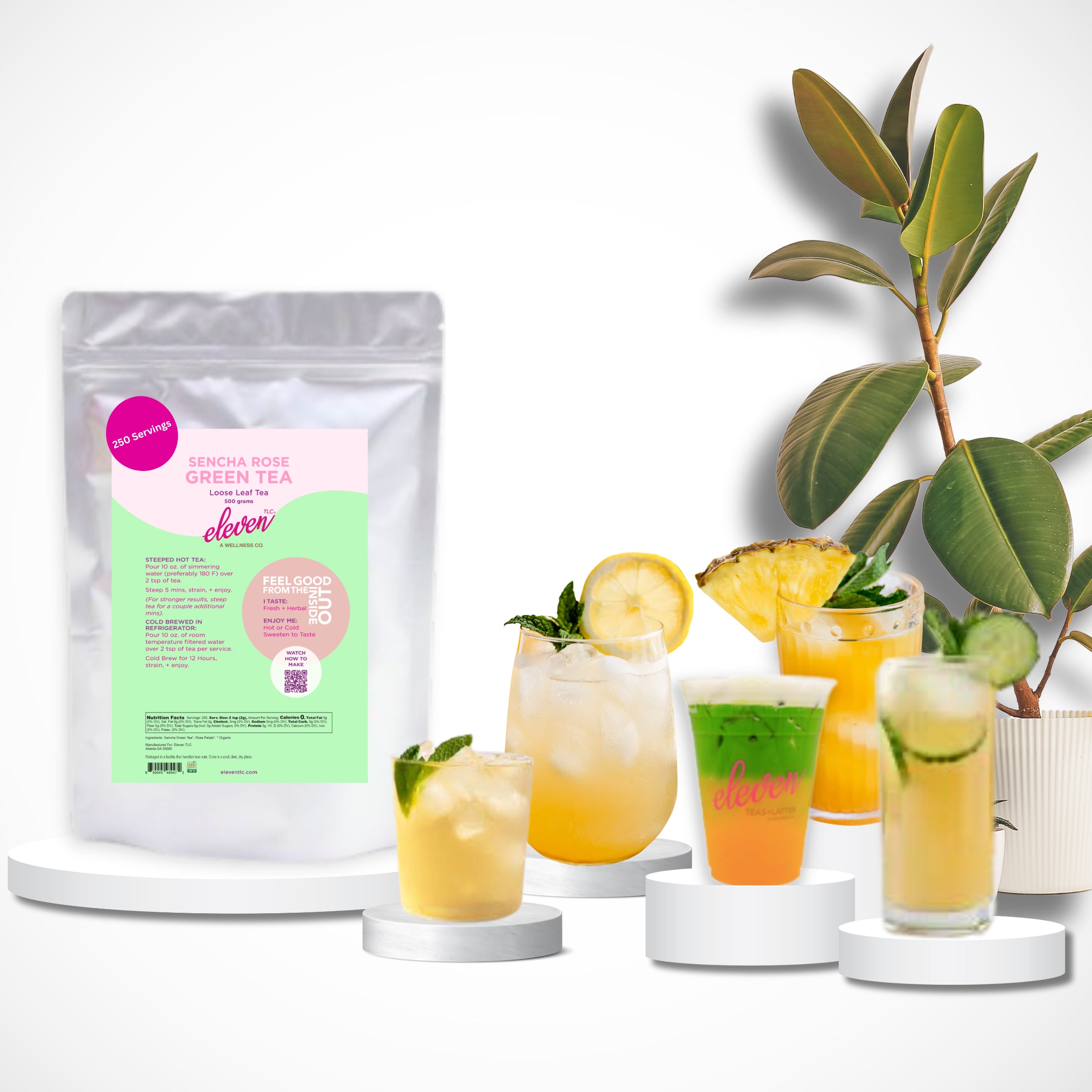 Sencha Green Organic Tea with Rose Petals | Loose Leaf (500g) 250 Servings