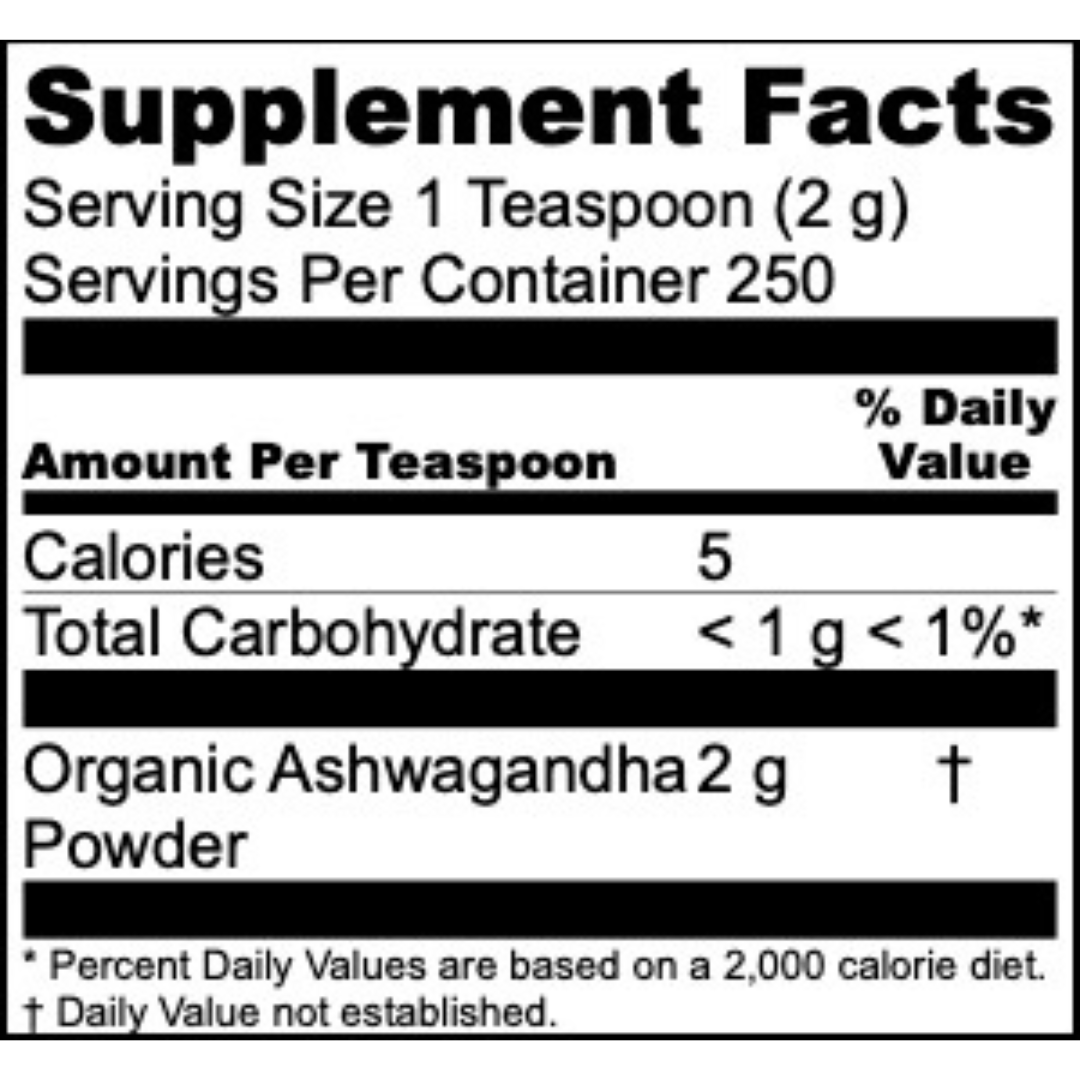 Ashwaganda 100%  Organic Powder 500g | 250 Servings