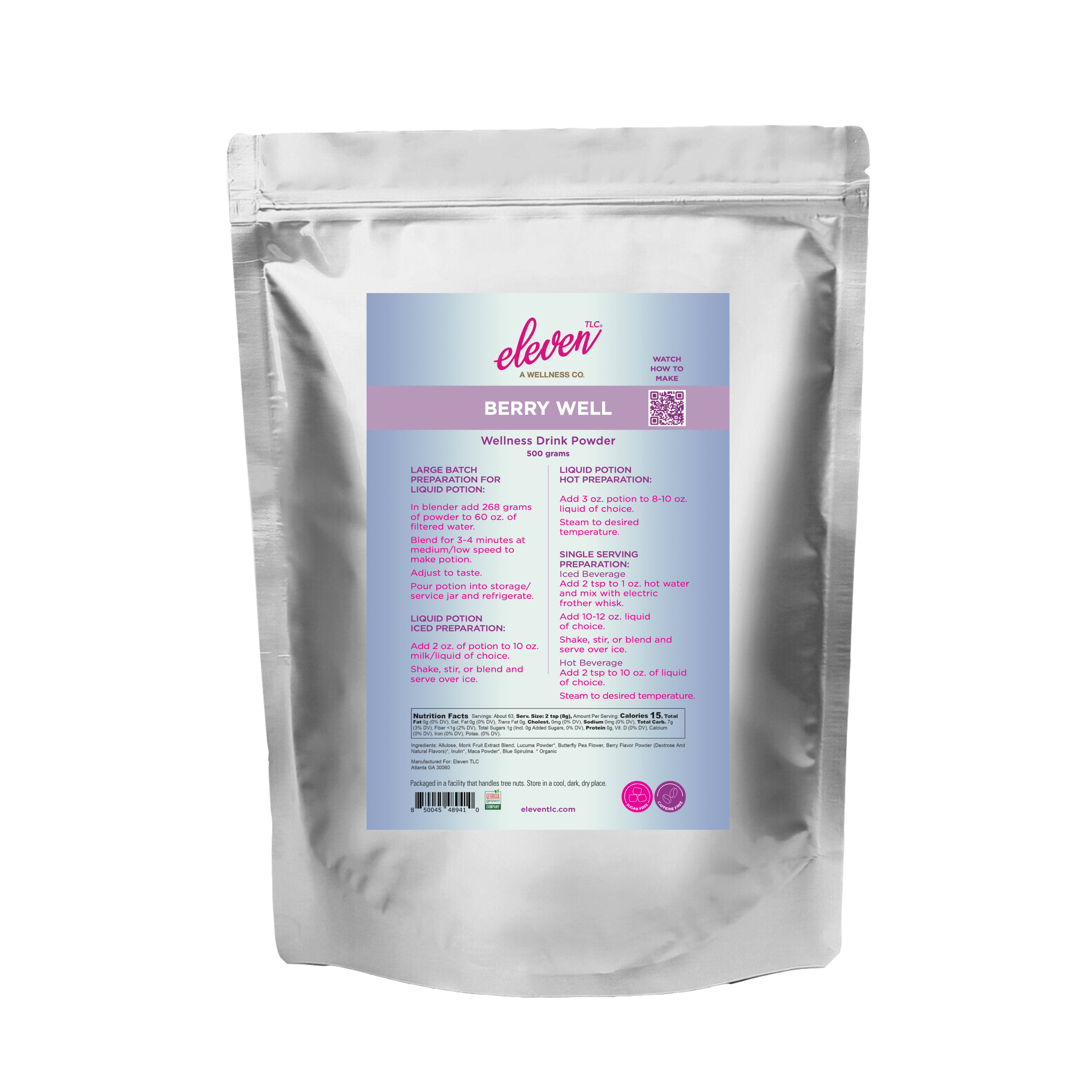 Berry Well Blue SPriulina, Blue Butterfly Tea superfood mix for lattes, loaded teas, tea powder, instant drink mix, smoothies, mocktails, and more.