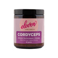 Amber glass jar of cordyceps mushroom powder, 82g; supports cellular energy and stamina.