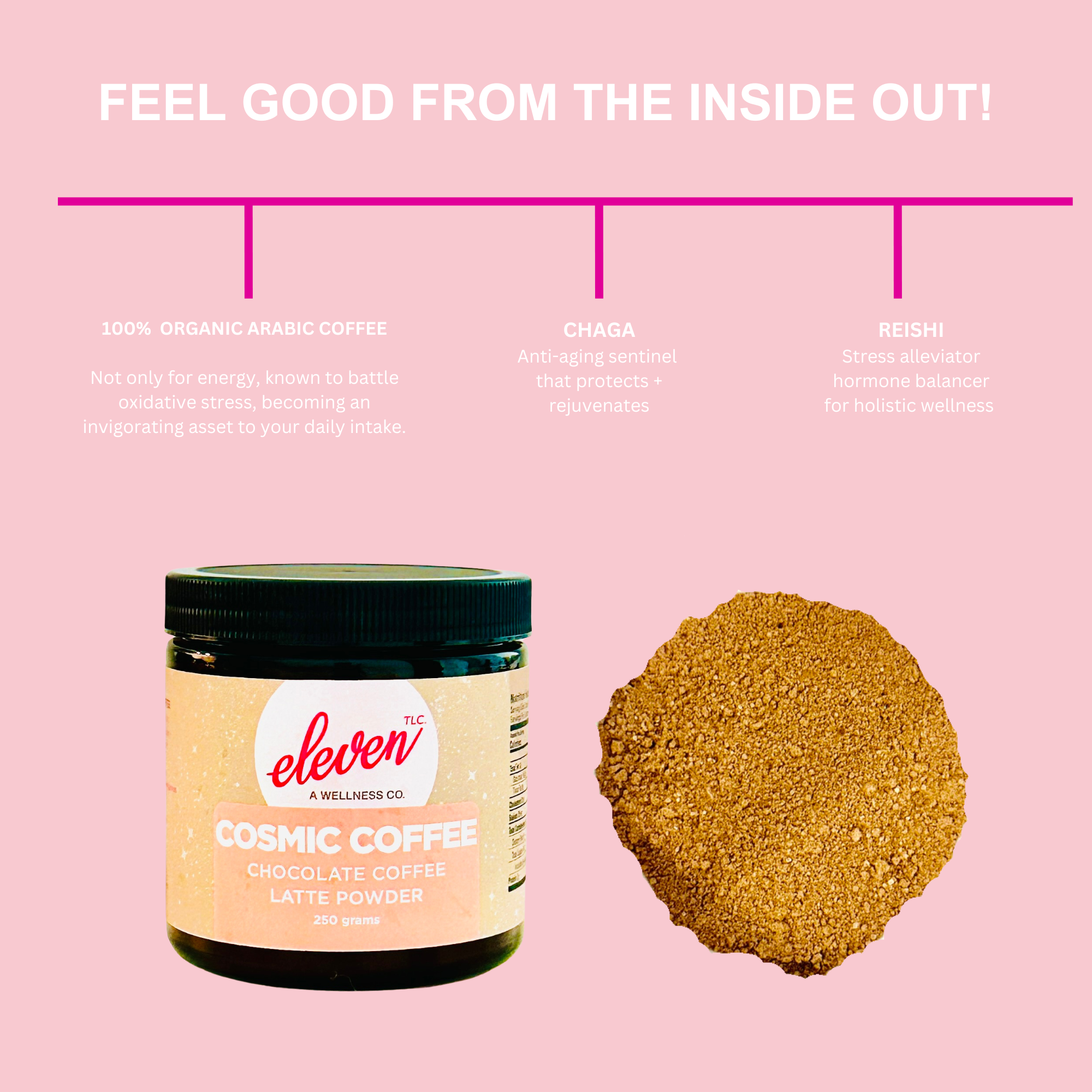 Cosmic Mocha Wellness Latte Powder (250 G)| Chaga + Reishi Mushrooms | 14 Servings