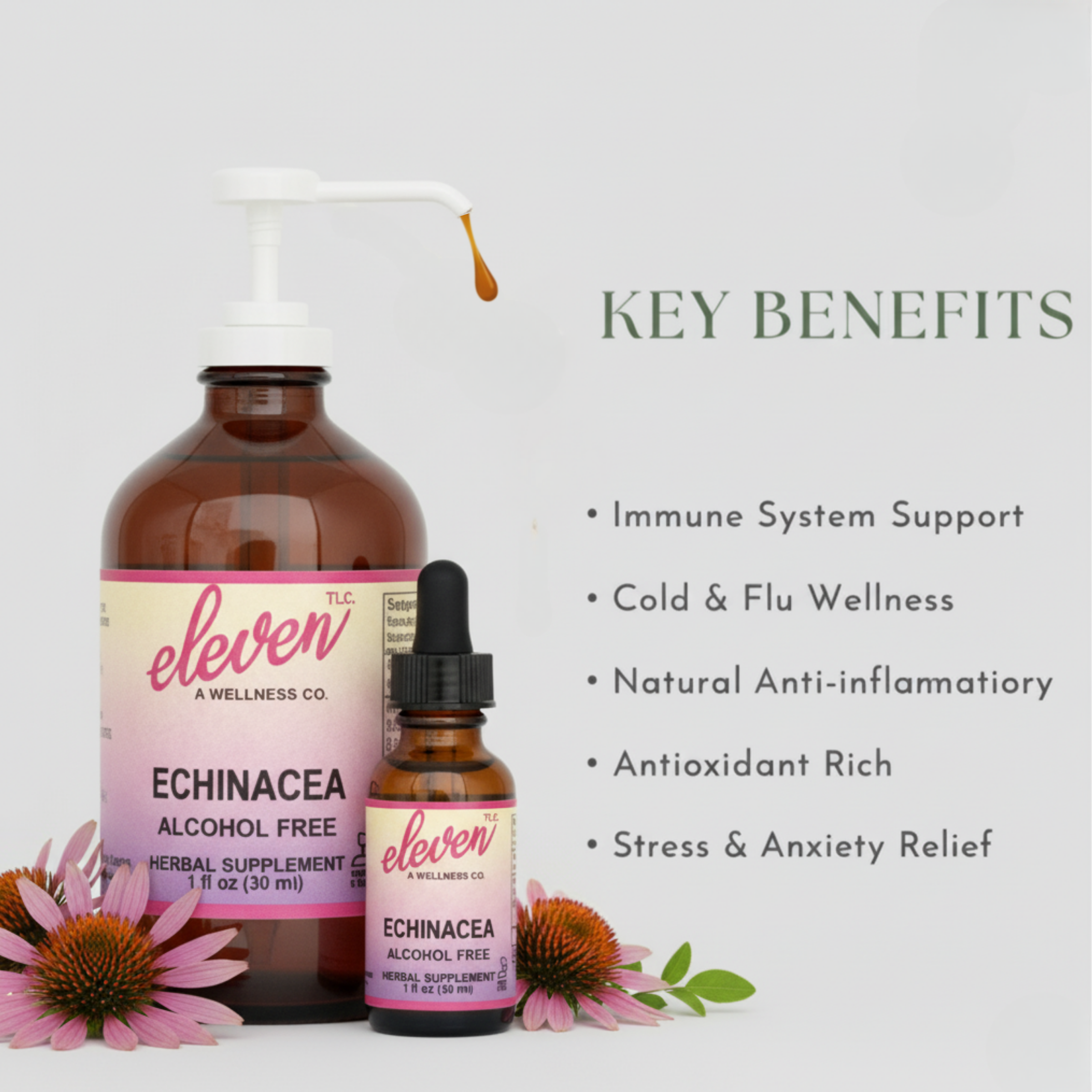 Echinacea Drops Alcohol-FreeHerbal Immune & Wellness Support, Eleven TLC