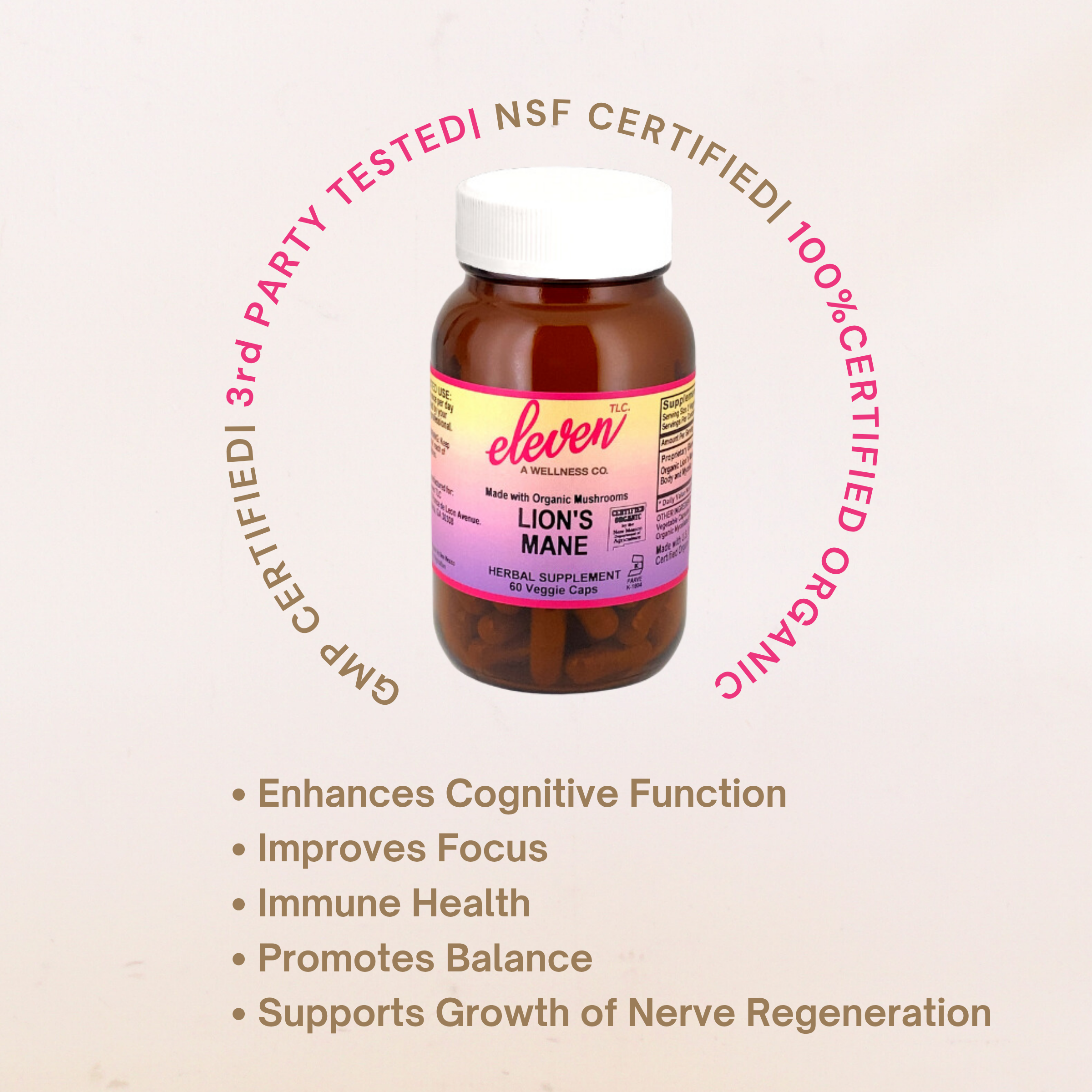 Lion's Mane Organic Mushroom Capsules | 60 Capsules