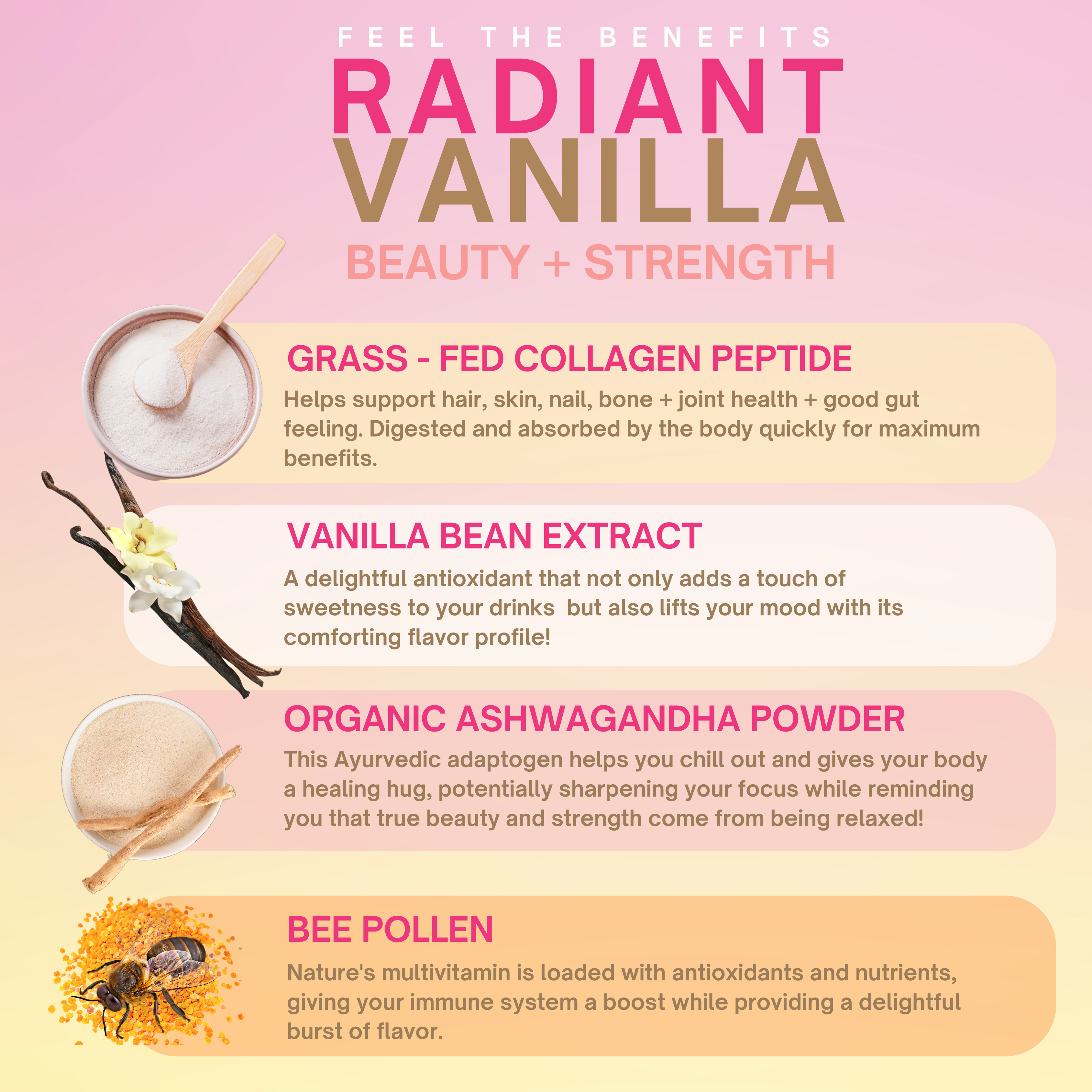 Radiant Vanilla Collagen | Beauty Boosting Wellness Drink Powder