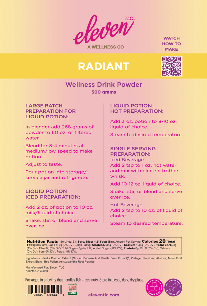 Radiant Vanilla  Collagen| Beauty Boosting Wellness Drink Powder