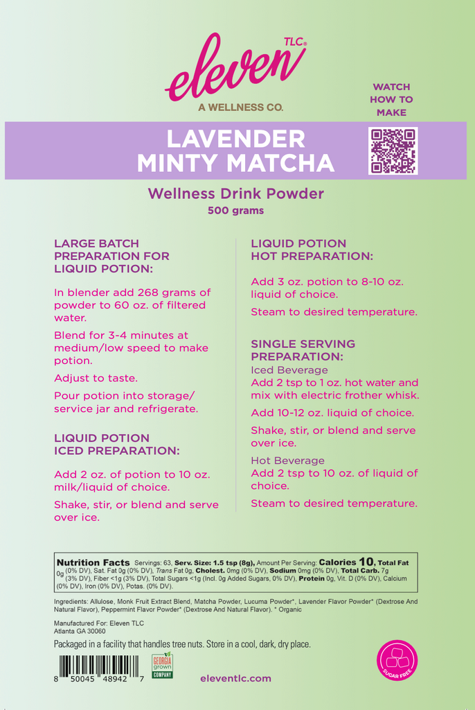 Lavender Minty Matcha| Mood Boosting Wellness Drink Powder