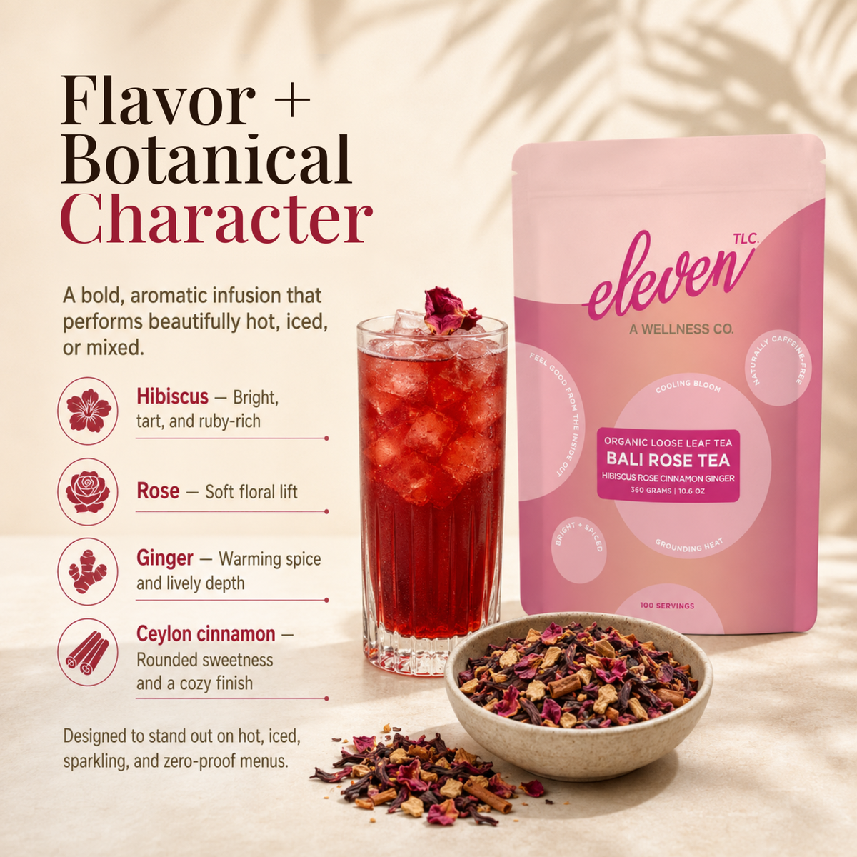 Bali Rose Loose Leaf Tea | Hibiscus, Cinnamon, Ginger & Rose | 360g Bulk