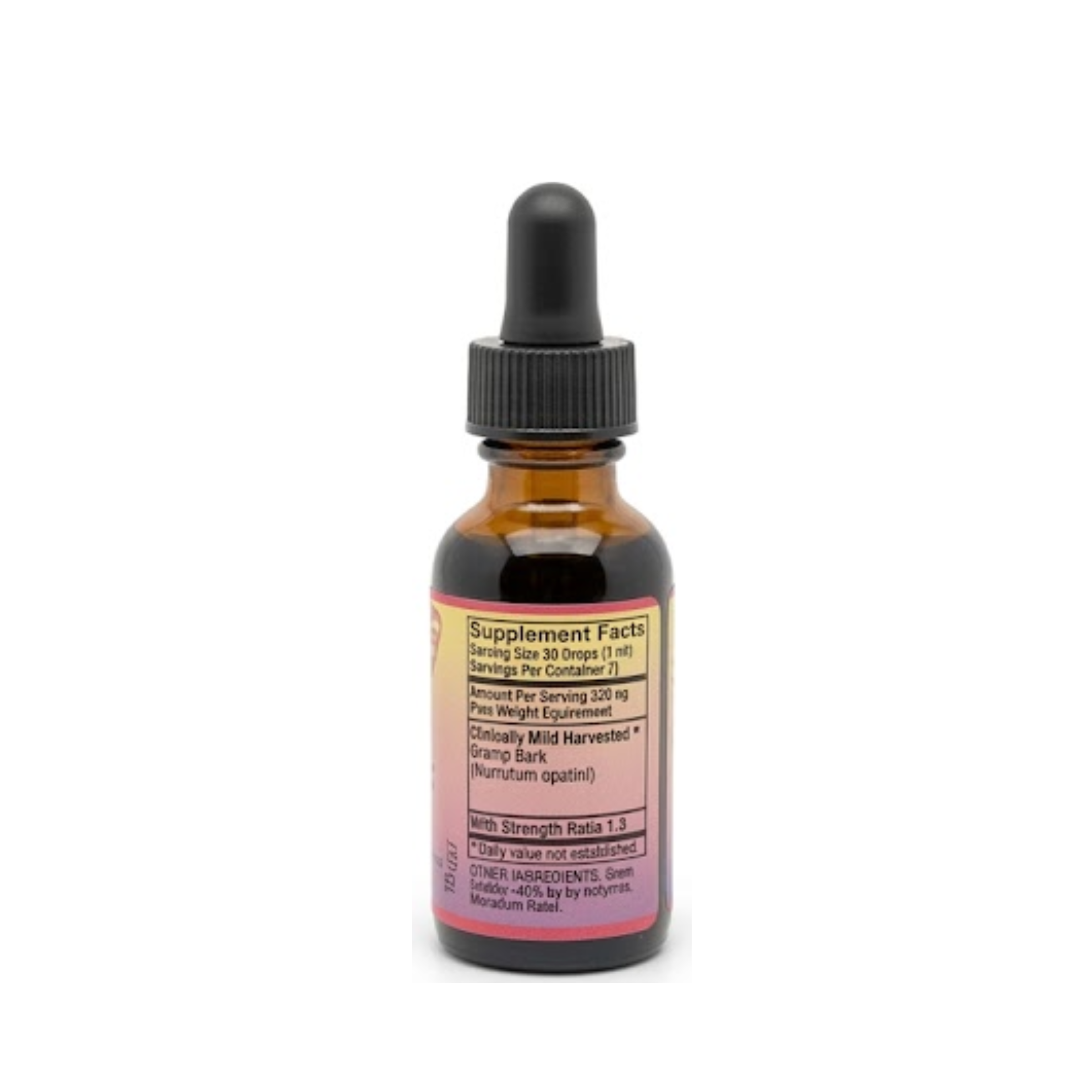 Eleven TLC Cramp Bark 1 oz tincture supplement facts label detail showing active ingredients and extraction strengt