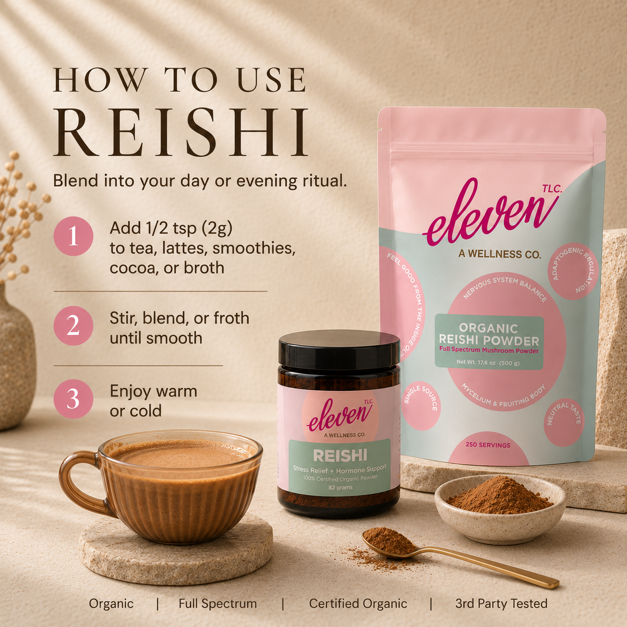 Organic Reishi Mushroom Powder | Calm & Immune