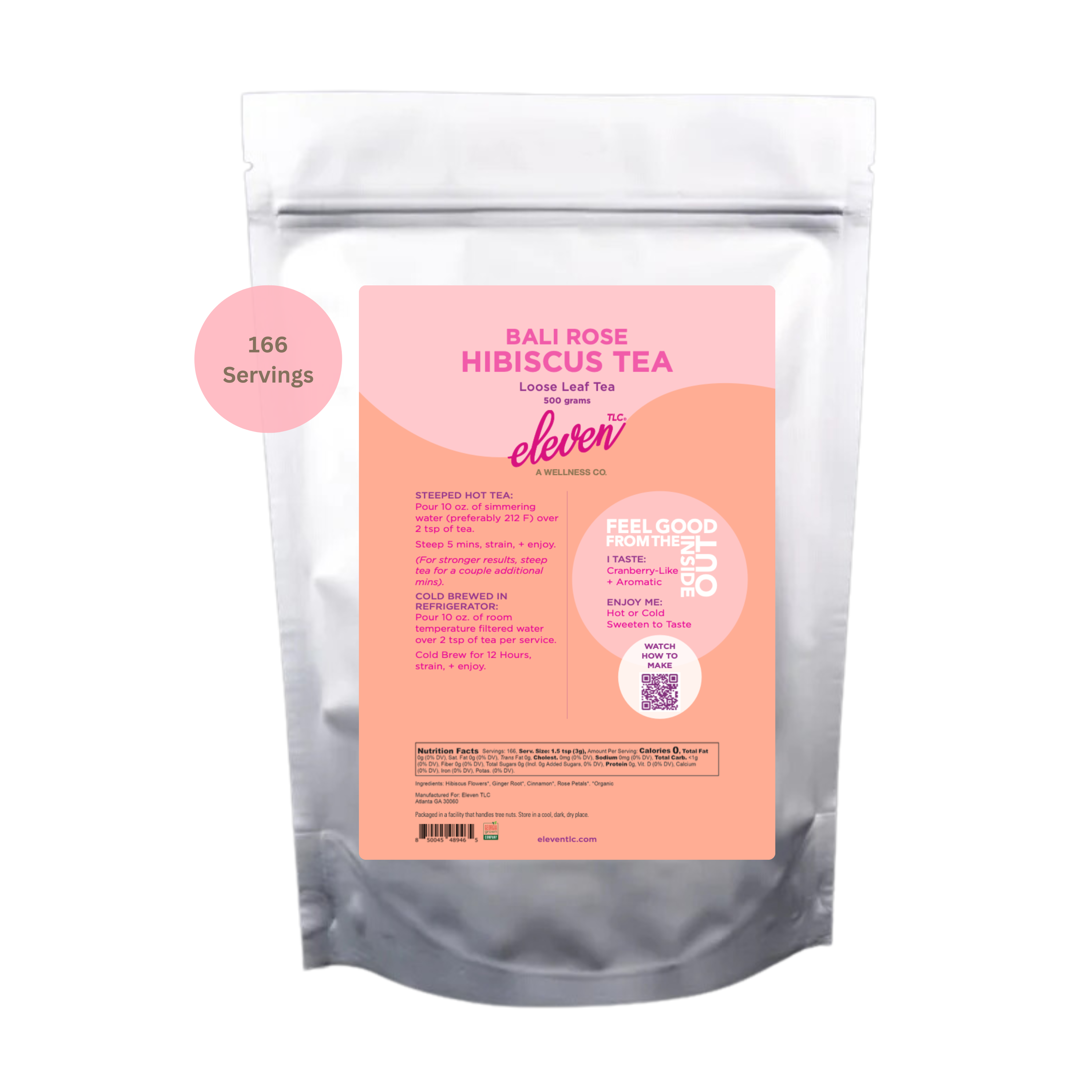 Bali Rose Organic Loose Leaf Tea with Ginger, Rose, Cinnamon, Hibiscus Flower