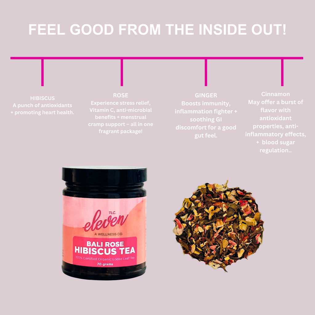 Bali Rose Hibiscus Tea | Hibiscus, Rose, Ginger + Cinnamon |Organic Loose Leaf Tea | 70G