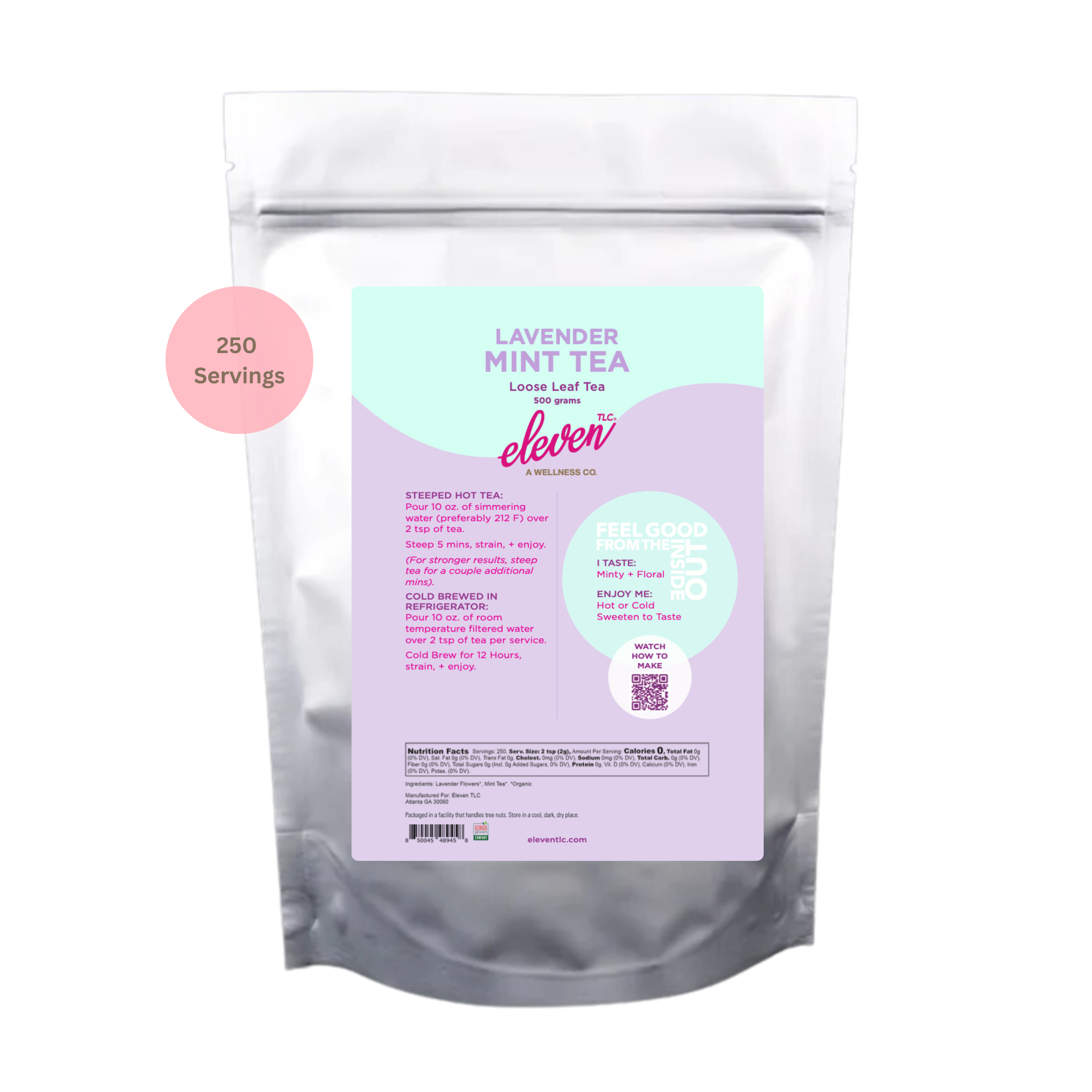 Lavender Mint Organic Loose Leaf Tea | Relaxing, Soothing + Refreshing Blend | 500 Grams