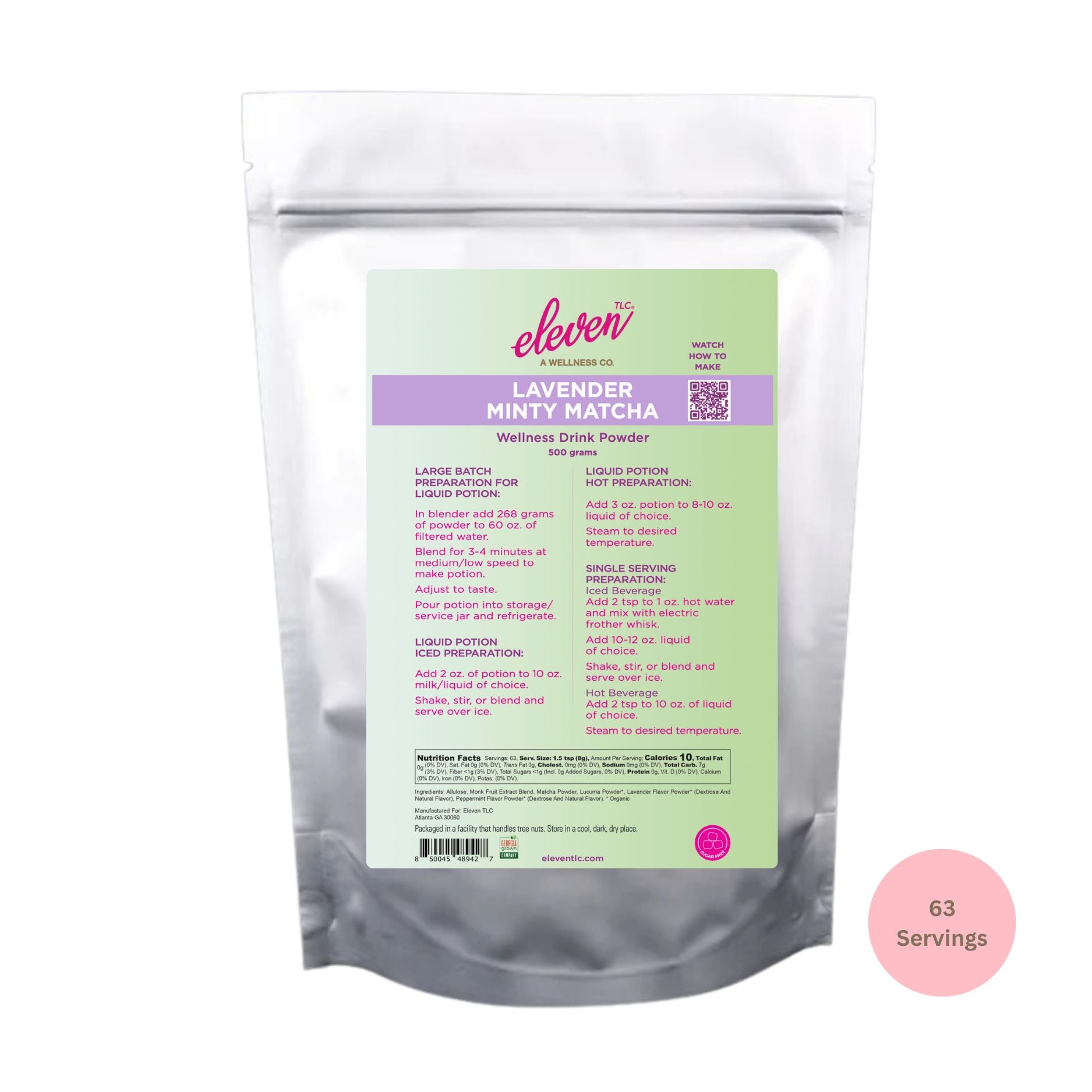 Lavender Minty Matcha (500g) | Mood Boosting Wellness  Drink Mix  |  62 servings