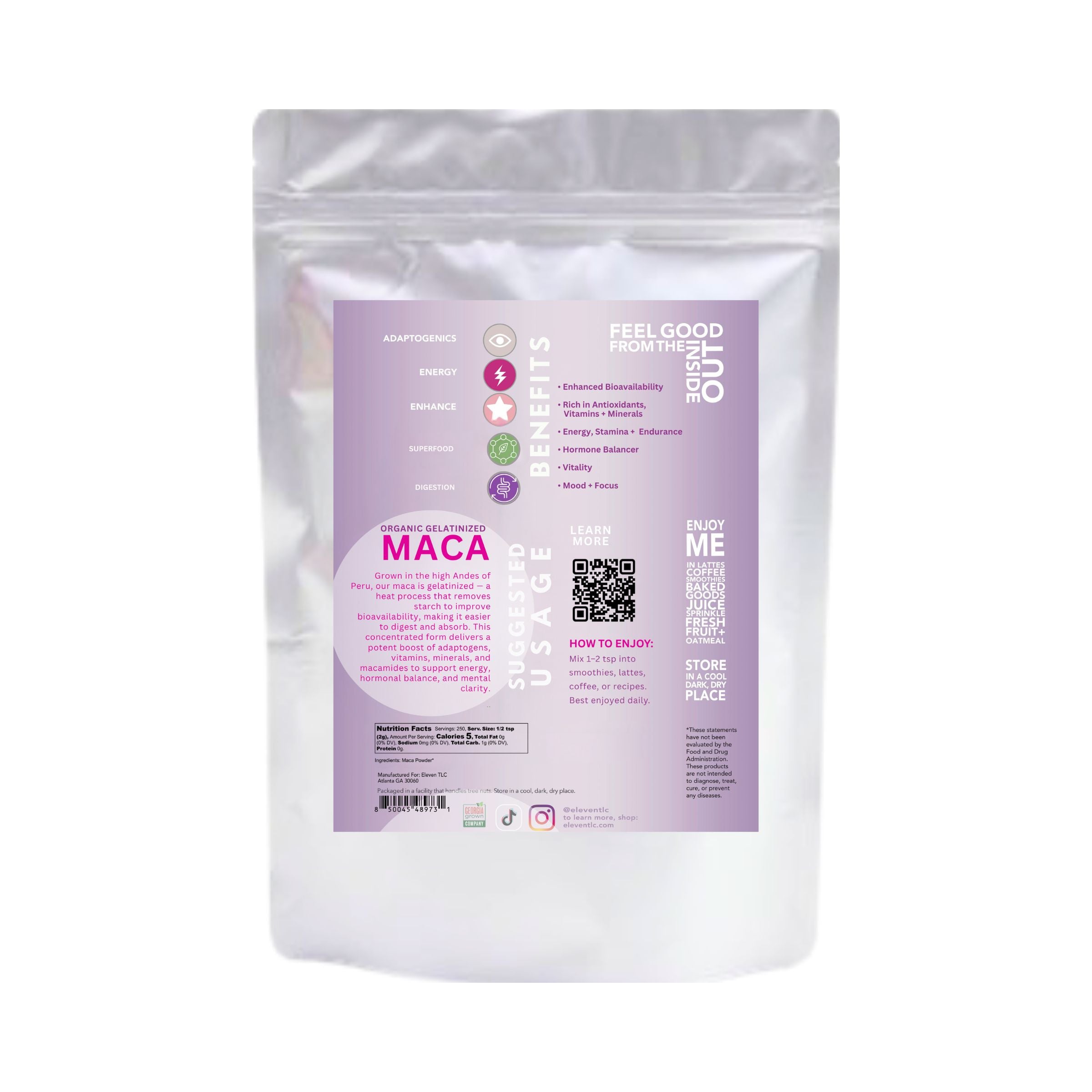 Organic Gelatinized Maca Powder 500g  | 250 Servings — Bulk Superfood