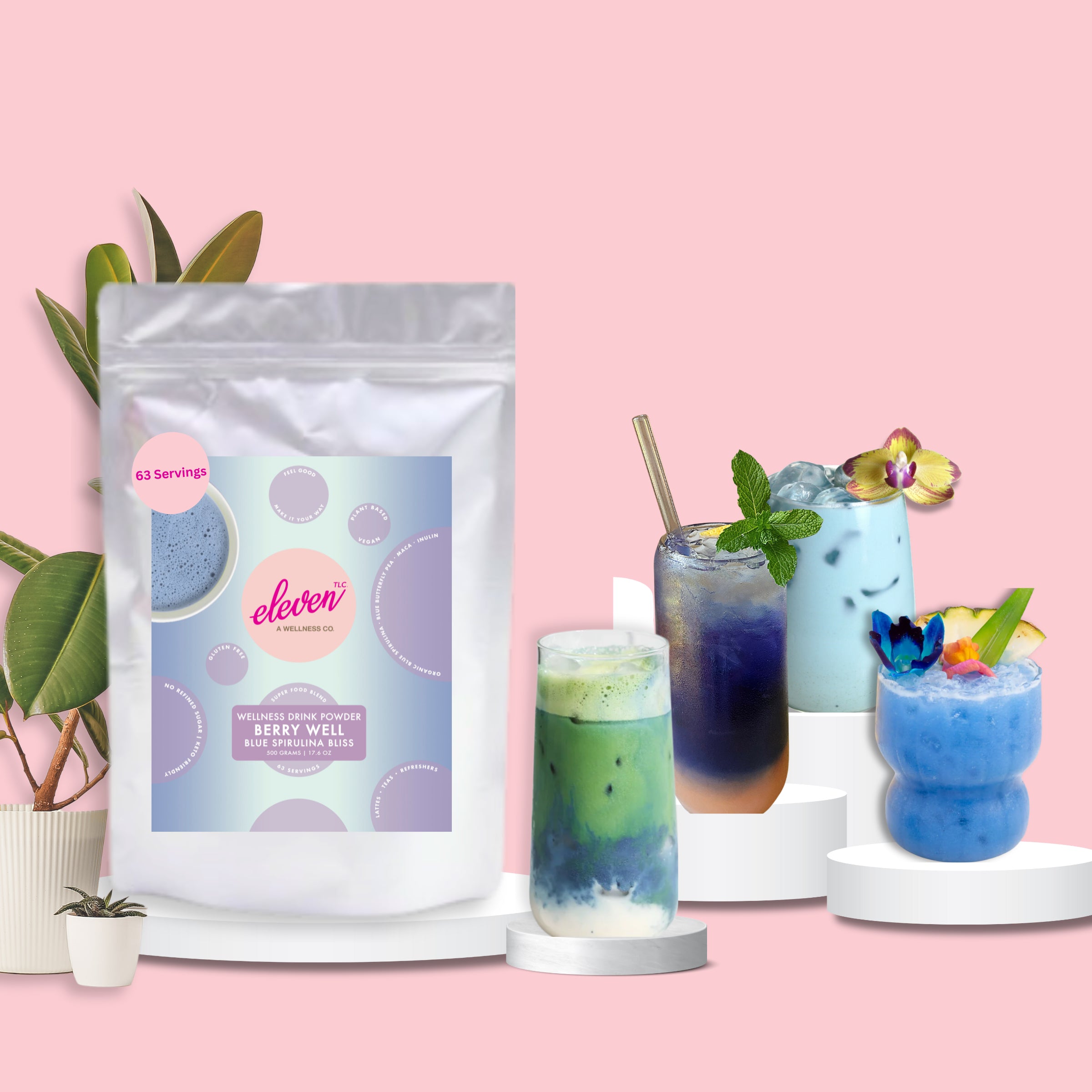 Berry Well Superfood Drink Mix – Caffeine-Free Energy with Organic Spirulina, Butterfly Pea & Maca