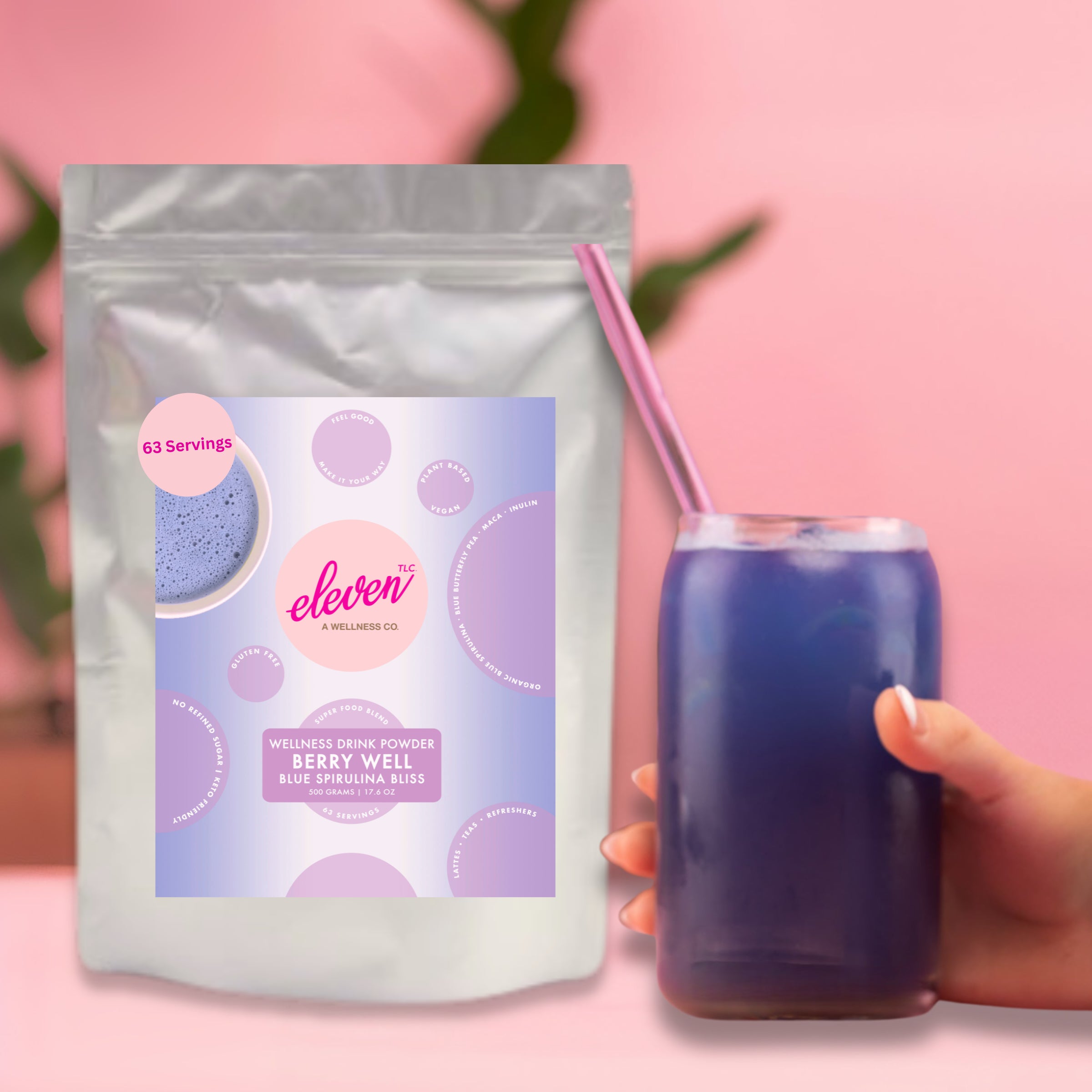 Berry Well Superfood Drink Mix – Caffeine-Free Energy with Organic Spirulina, Butterfly Pea & Maca