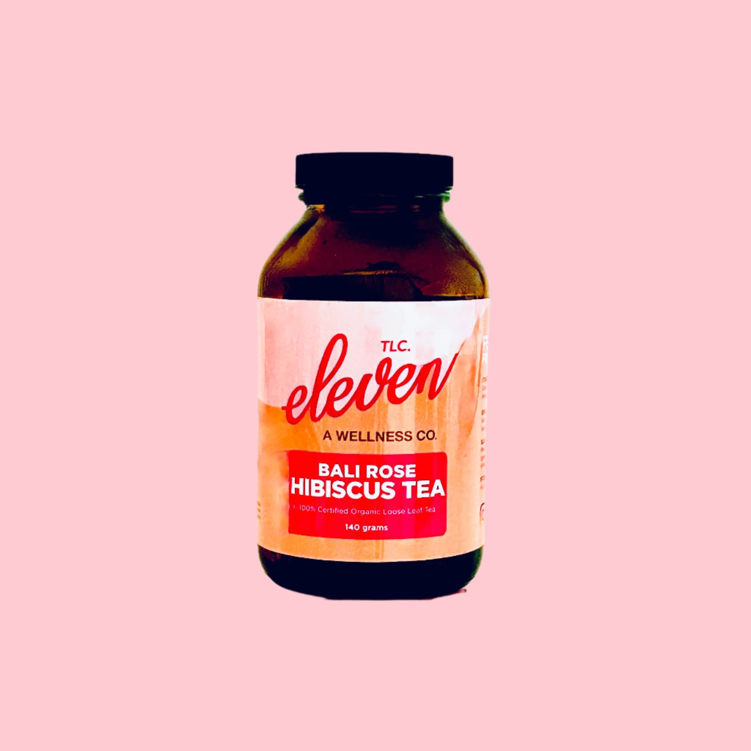 Organic Bailie Rose loose leaf tea with hibiscus, ginger, rose, and cinnamon blend.